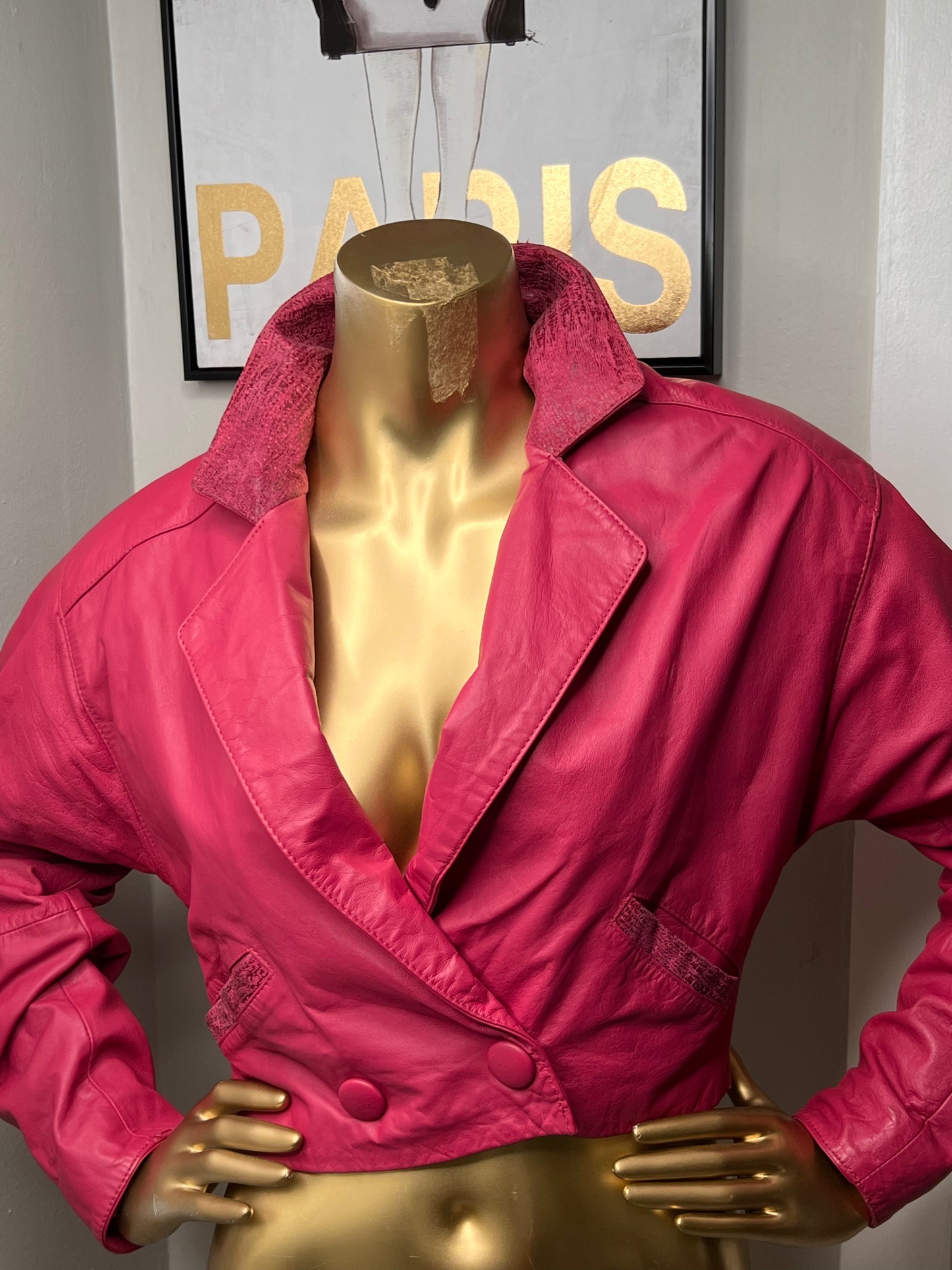 Vintage crop leather jacket