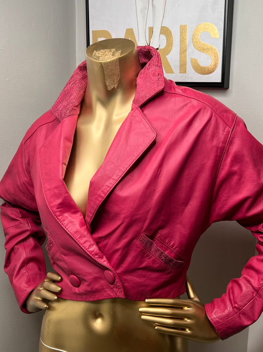 Vintage crop leather jacket